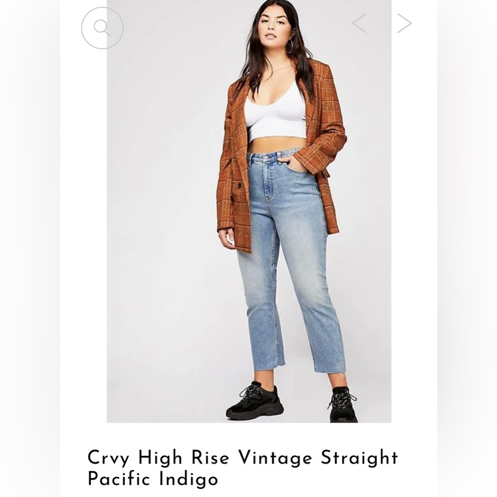 Free People CRVY denim High Rise Straight Leg Size 34